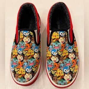 Pokemon The Original Four Types Low Top Slip On Shoes Multi-Color Red Size 4